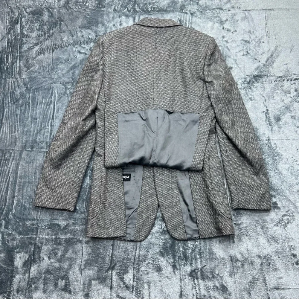 VTG Yves Saint Laurent France Men's 100% Virgin Wool Grey 36 Tweed‎ Blazer Coat